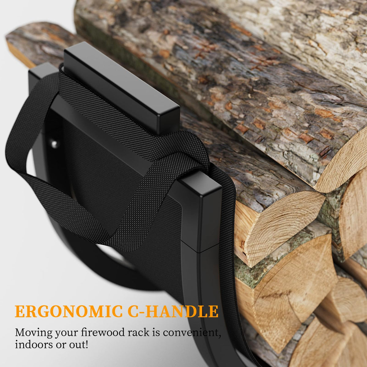 Elbourn Firewood Rack raised feet keep logs off the ground and dry.