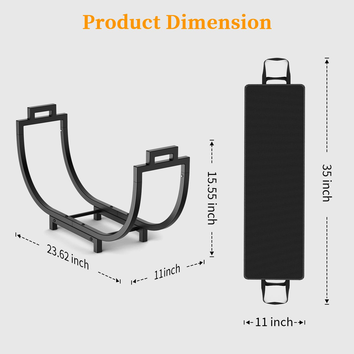 Elbourn Firewood Rack rustproof and waterproof finish for indoor or outdoor use.