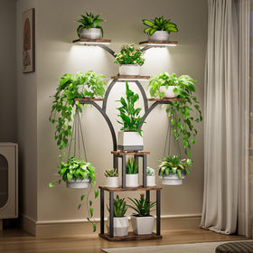 Elbourn sturdy rack supports multiple plants across eight levels for display