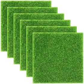 Elcoho dollhouse fairy garden grass 6x6 piece, durable and decorative for miniature scenes.
