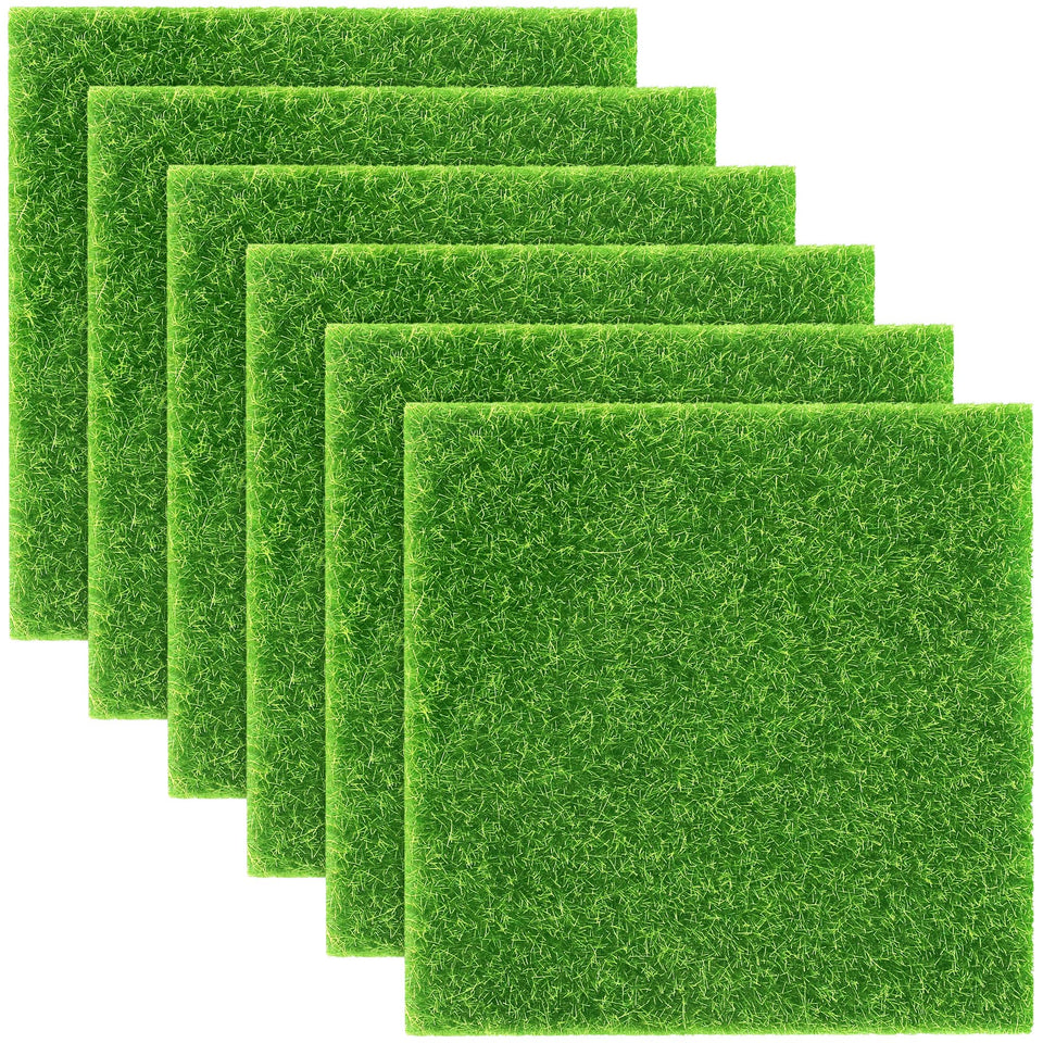 Elcoho dollhouse fairy garden grass 6x6 piece, durable and decorative for miniature scenes.