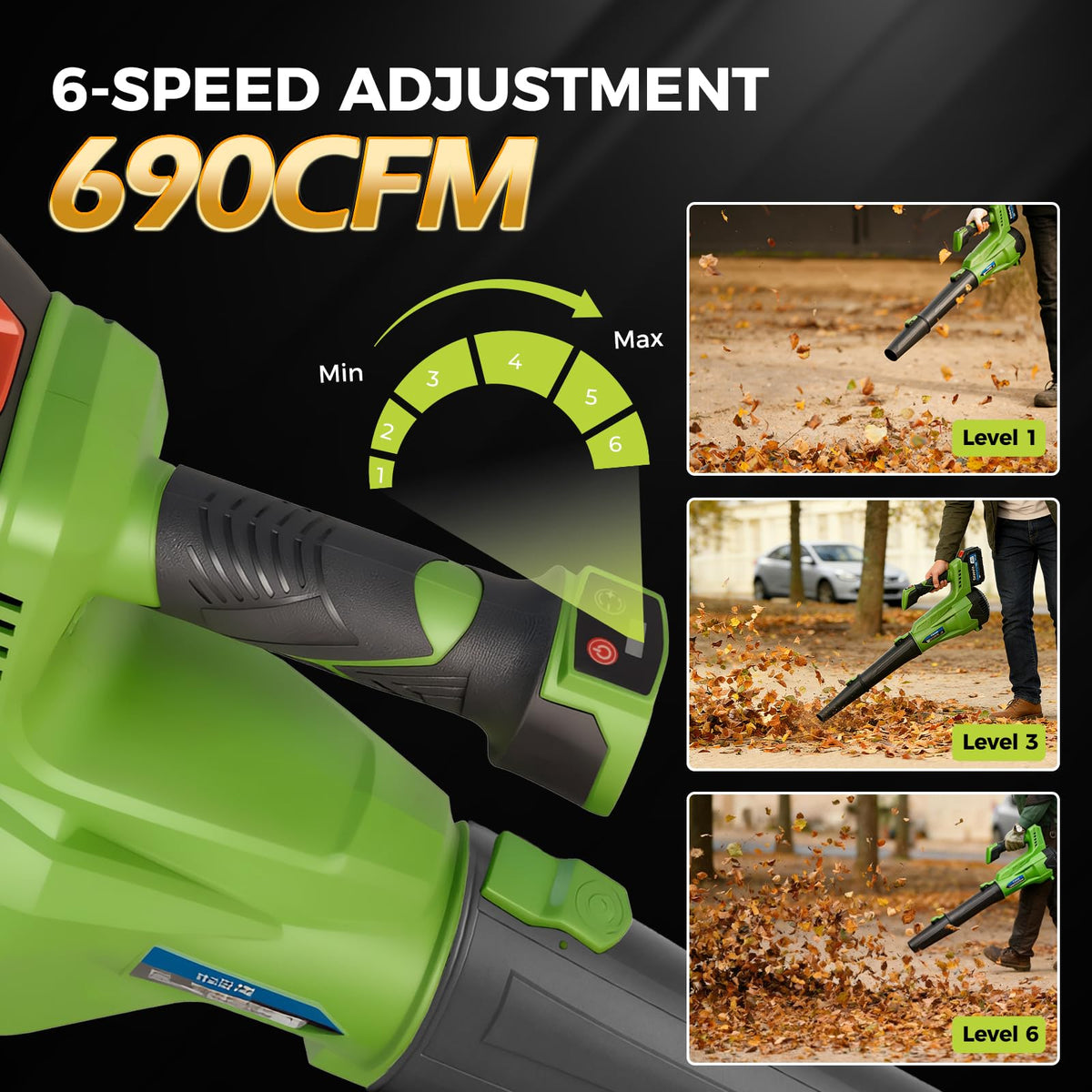 Elebatic leaf blower extended hose reaching tight corners and high areas
