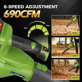 Elebatic leaf blower extended hose reaching tight corners and high areas