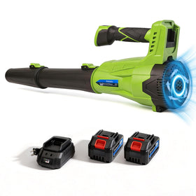 Elebatic leaf blower front view showing compact design and ergonomic grip for easy use