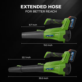 Elebatic leaf blower in yard action delivering strong airflow for quick cleanup
