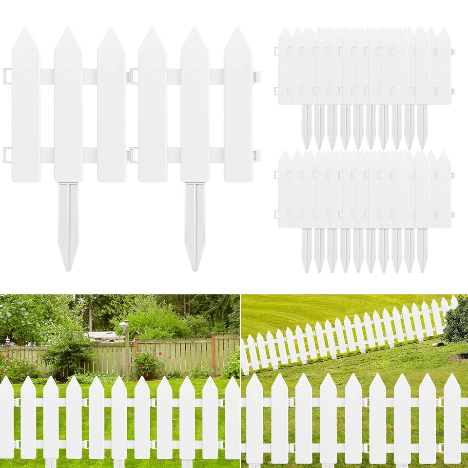 ELECLAND white garden fence 22-piece set for quick lawn edging and neat borders