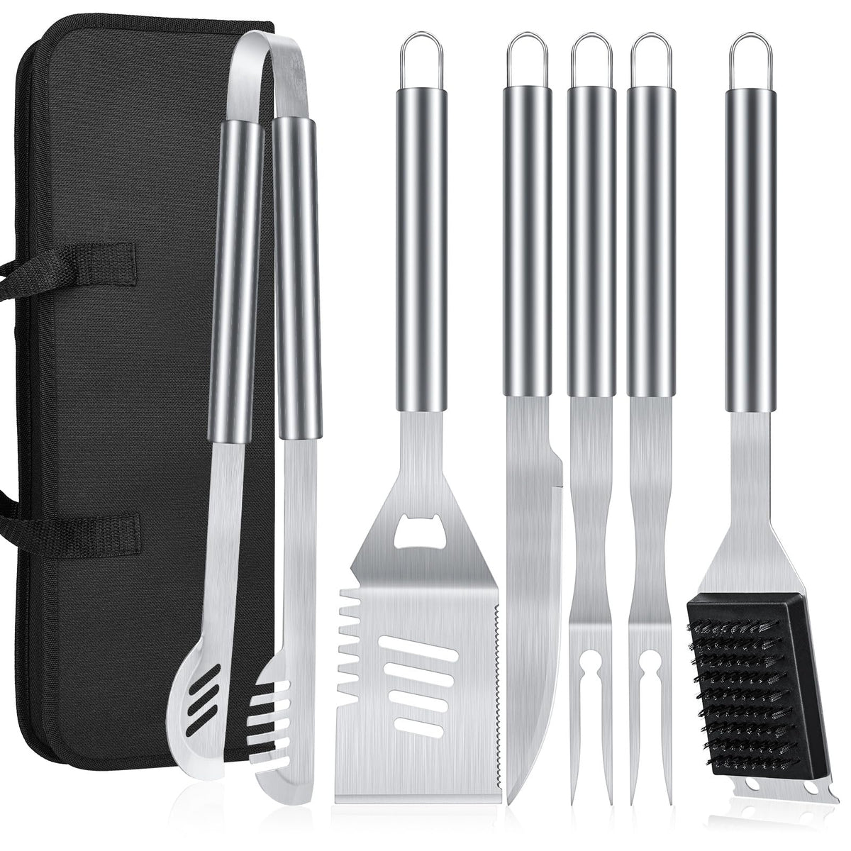 Electactic 16-inch grill tools set keeps hands away from heat for safer grilling.