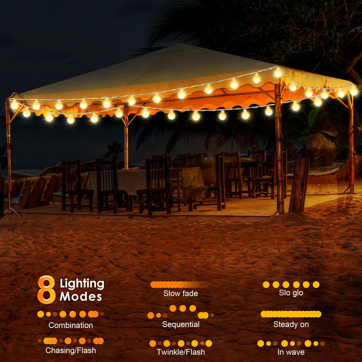 ElectricWise eight-mode canopy lights for customizable ambience at events.
