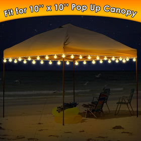 ElectricWise canopy lights with cable ties prevent fabric damage.