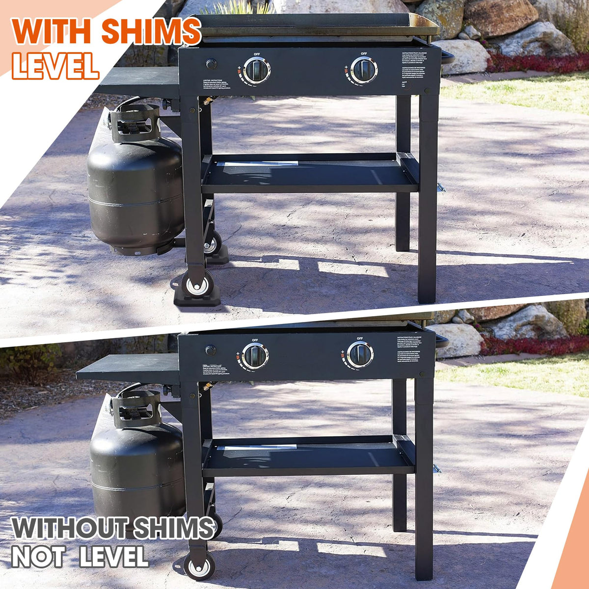 ElectricWise rubber levelers on outdoor grill provide anti-slip stability.