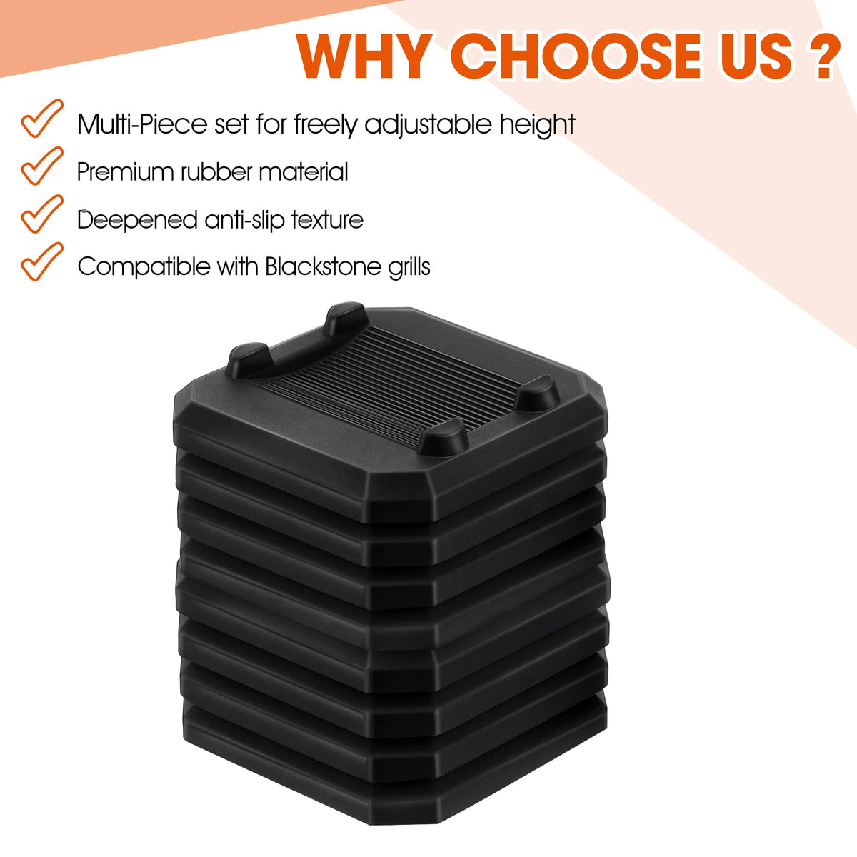 ElectricWise stackable griddle levelers enable quick leveling on uneven ground.