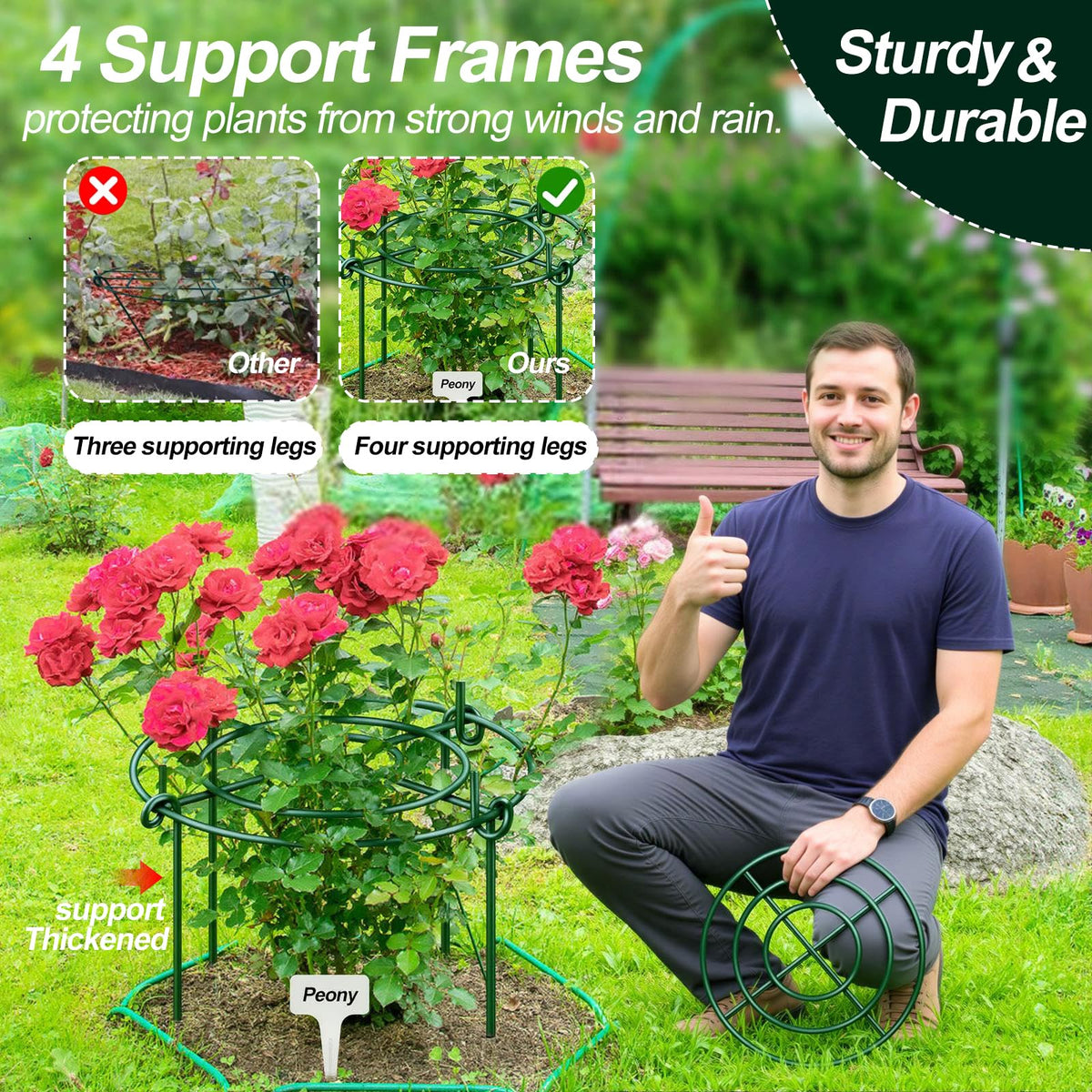 Elefama four-leg design anchors into soil for reliable stability during wind.