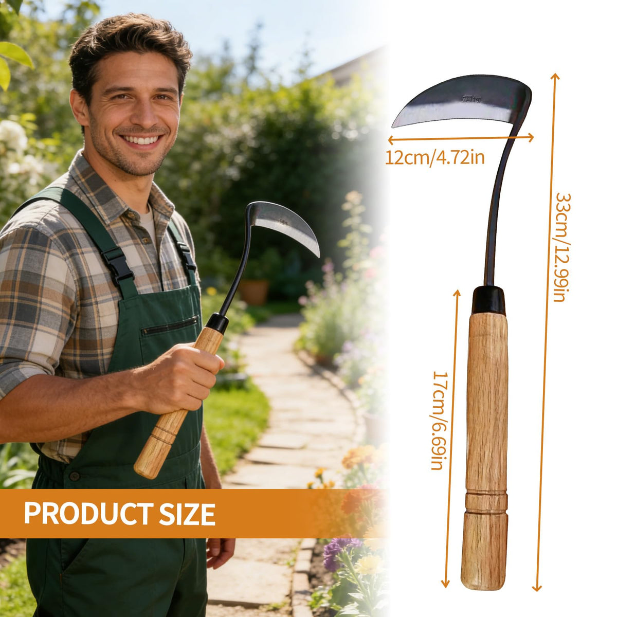 Elegital Kana Hoe 217 forward-weight design aids quick garden tasks.