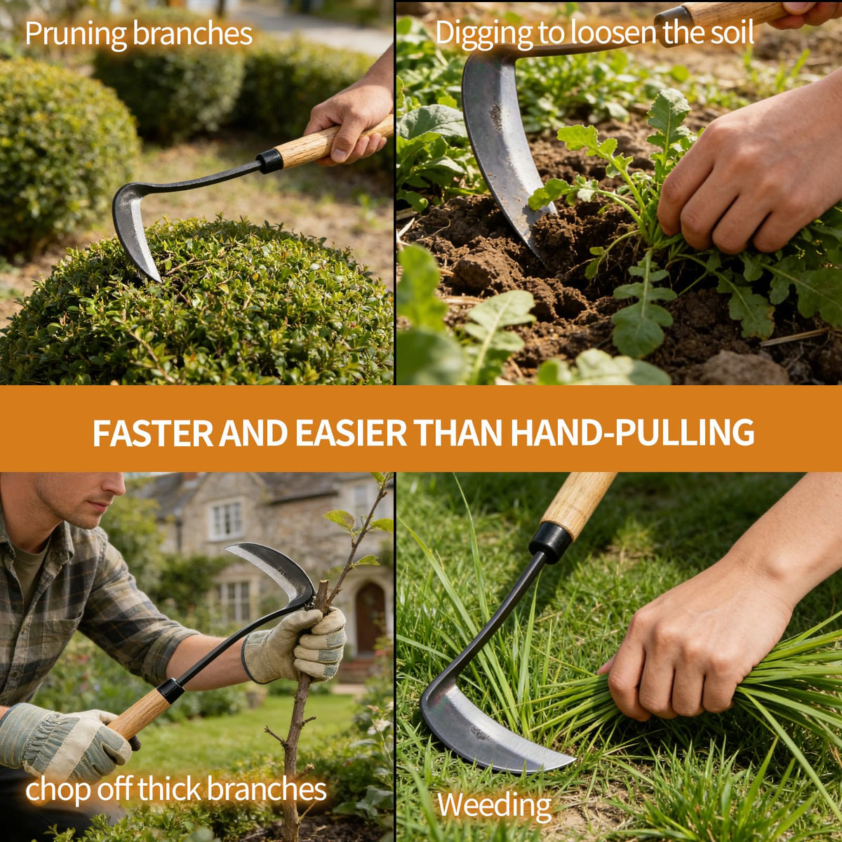 Elegital Kana Hoe 217 versatile tool for edging and weeding in the herb bed.