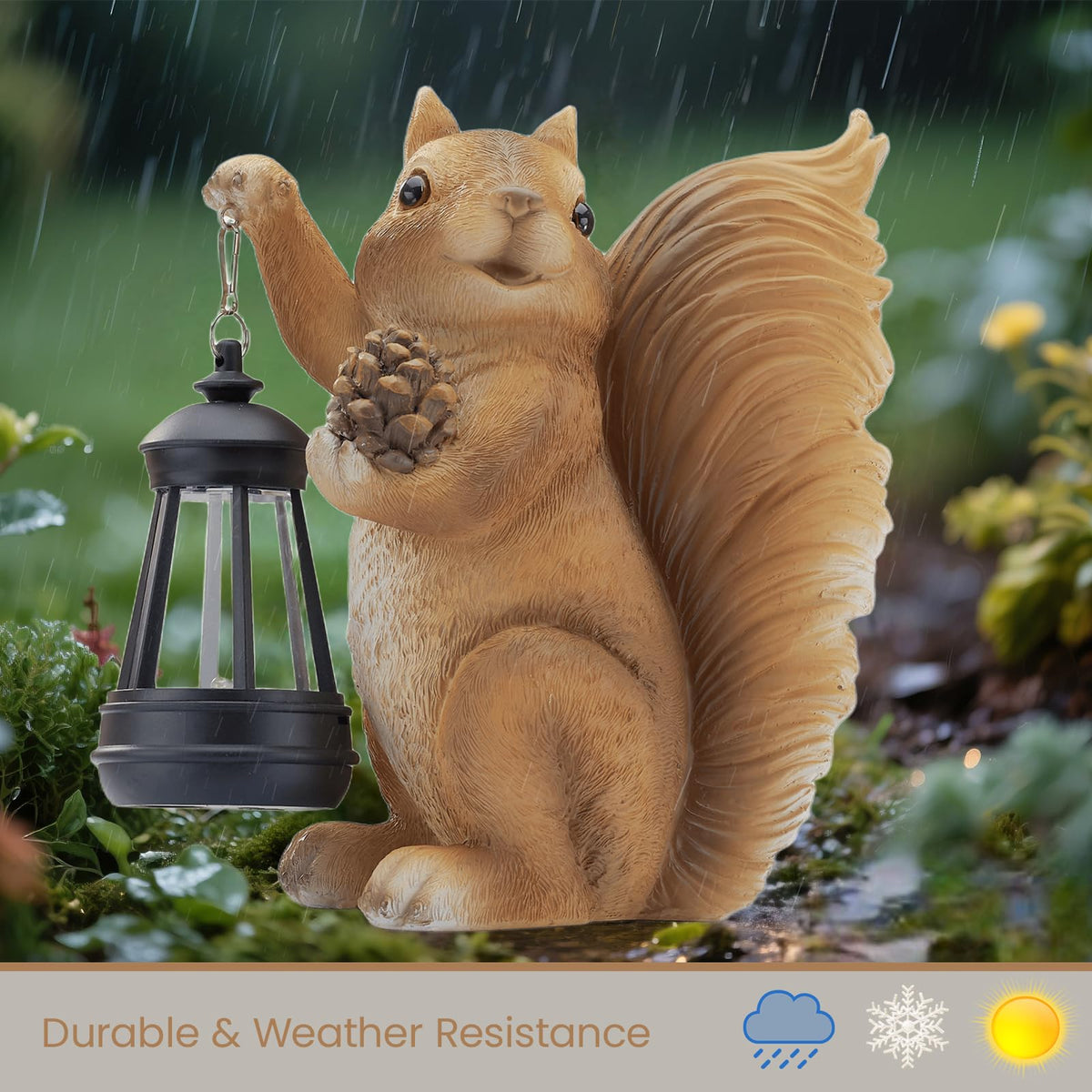 Elegondrar brown squirrel garden figurine complements paths, patios, and entrances with subtle warmth.