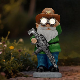 Elegondrar garden-gnome with solar-telescope design adds personality and ambient light.