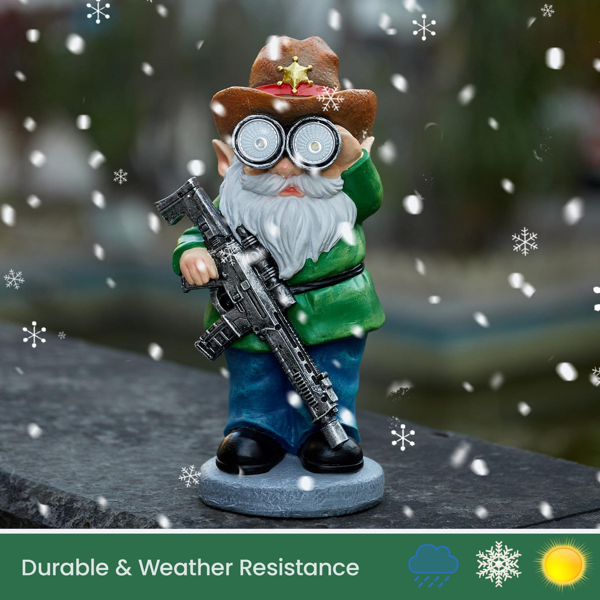 Elegondrar hand-painted-gnome brings vivid colors to gardens and patios.