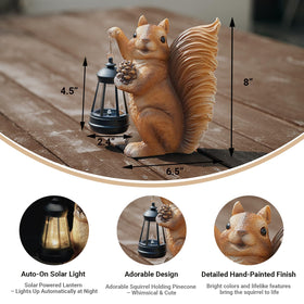 Elegondrar resin squirrel ornament outdoor lantern combines whimsy with practical nighttime illumination.