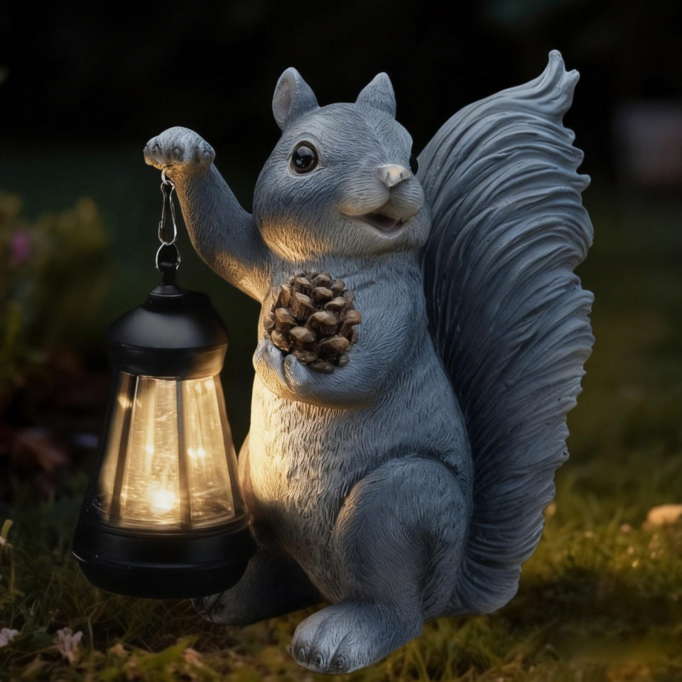 Elegondrar solar squirrel lantern illuminates outdoor spaces with a warm, energy-saving glow.
