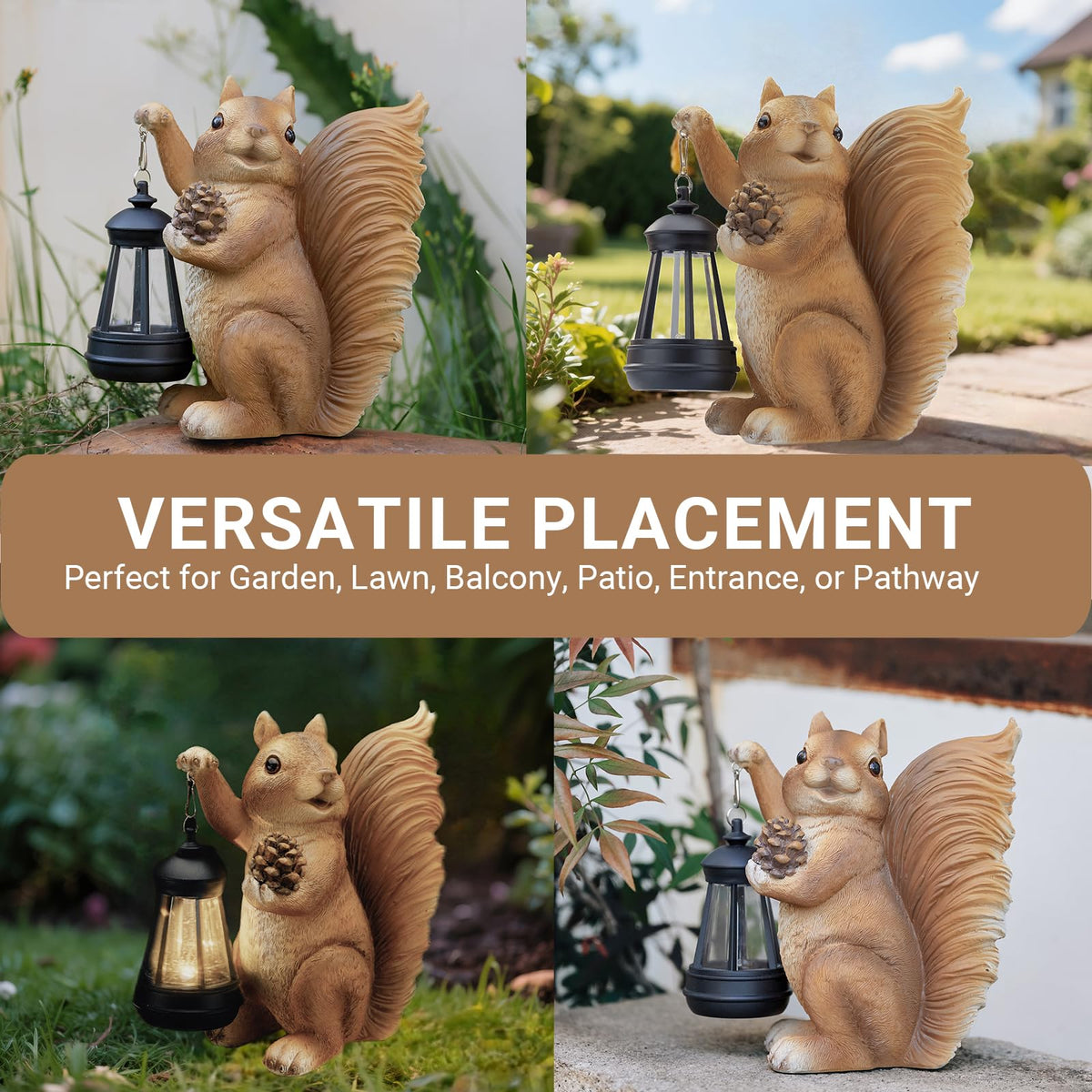Elegondrar squirrel lantern balcony patio decor brightens small spaces after sunset.