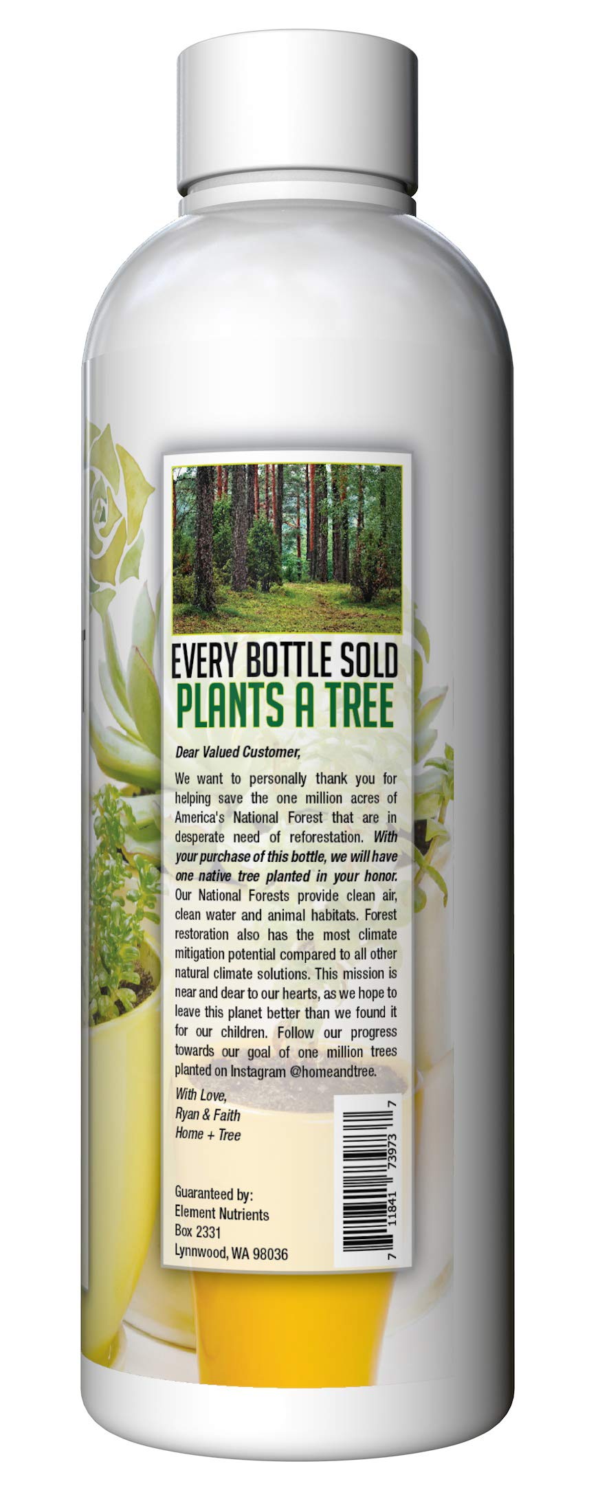 Element Nutrients supports eco-friendly planting by matching each sale with a native tree.