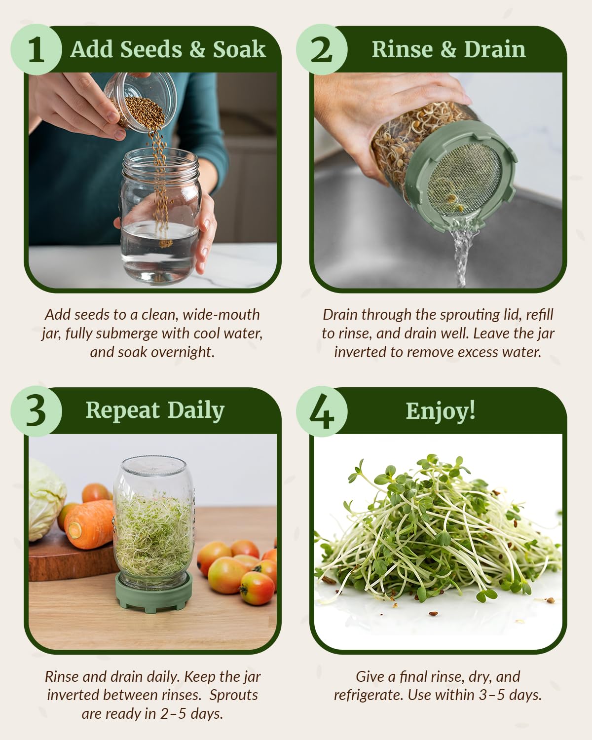 Elementi sprout lids transform a mason jar into an indoor mini greenhouse.