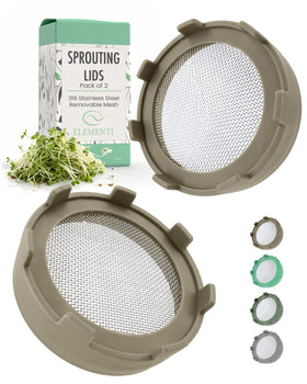 Elementi Sprouting Kit wide-mouth lids for jars enable quick, clean sprout growth at home.