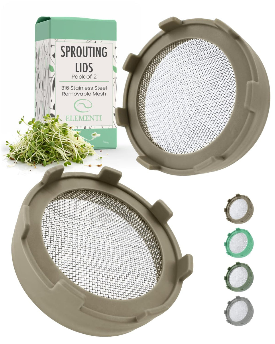 Elementi Sprouting Kit wide-mouth lids for jars enable quick, clean sprout growth at home.