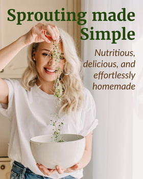 Elementi mint sprouting lids shown with sprouts for home use