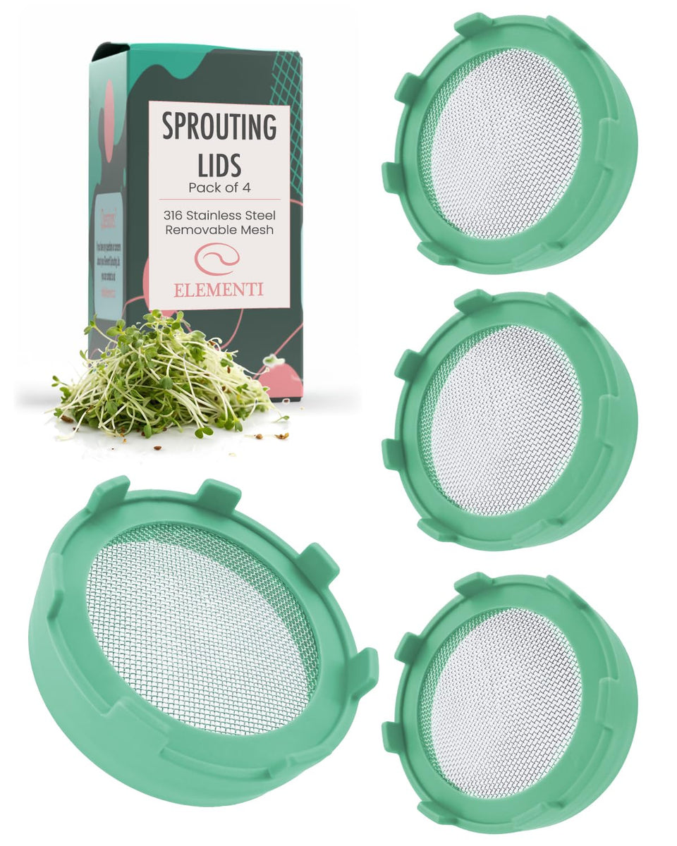 Elementi Sprouting Lids for wide-mouth jars in mint green for easy home sprouts