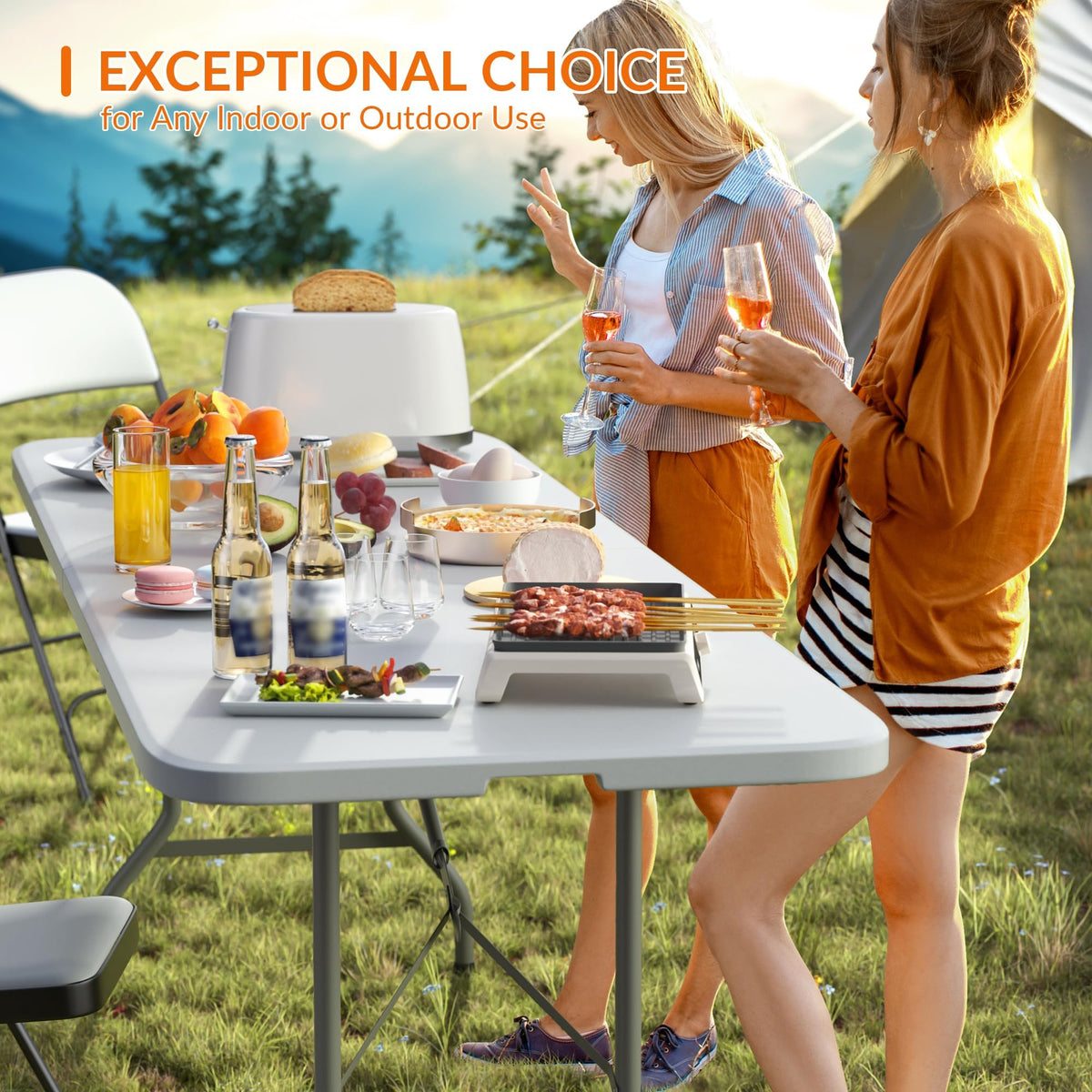 Elevon fold-in-half design with built-in handles for easy single-person transport.