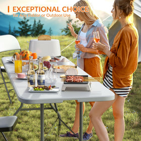 Elevon fold-in-half design with built-in handles for easy single-person transport.