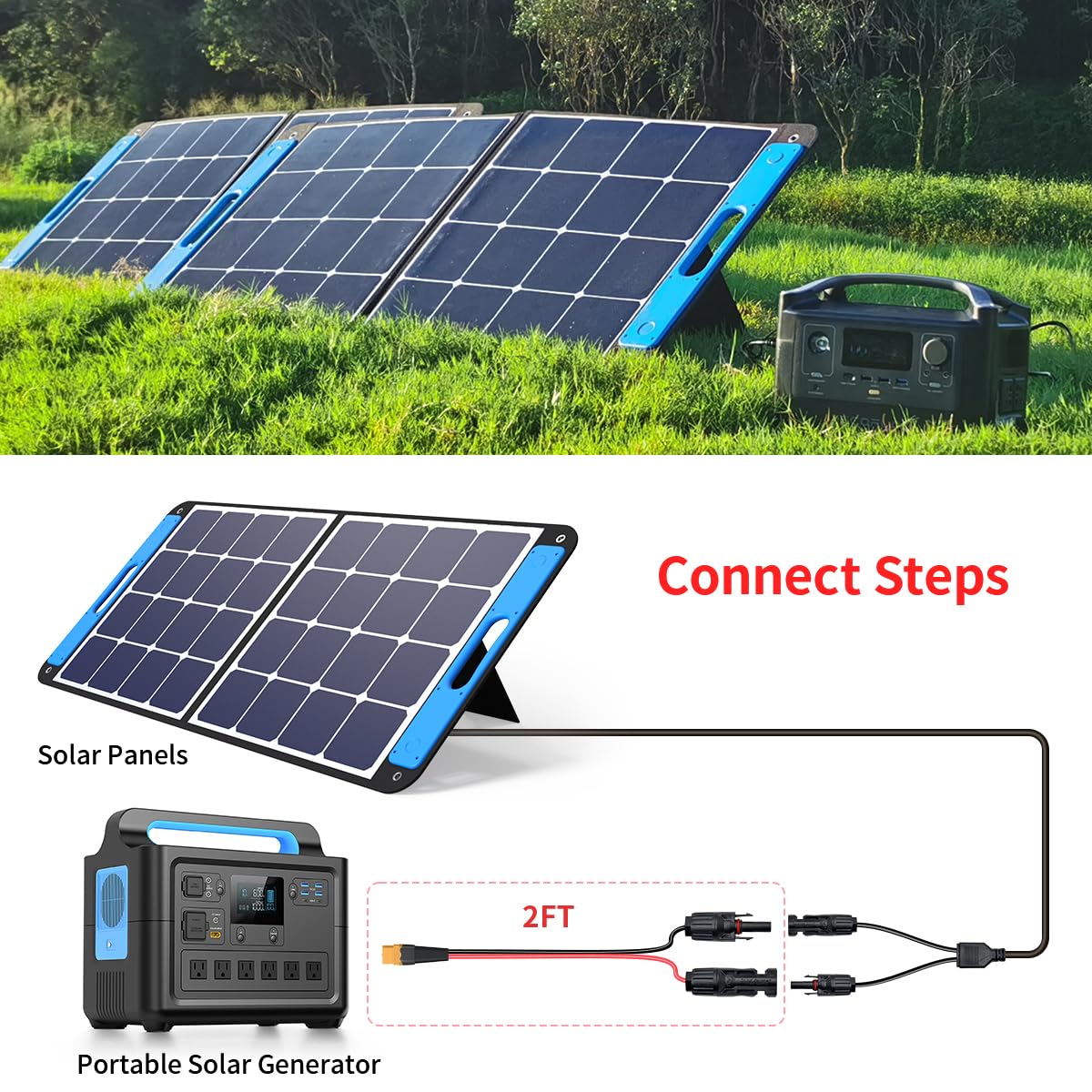 ELFCULB XT60 cable compatible with solar generators for versatile power solutions.