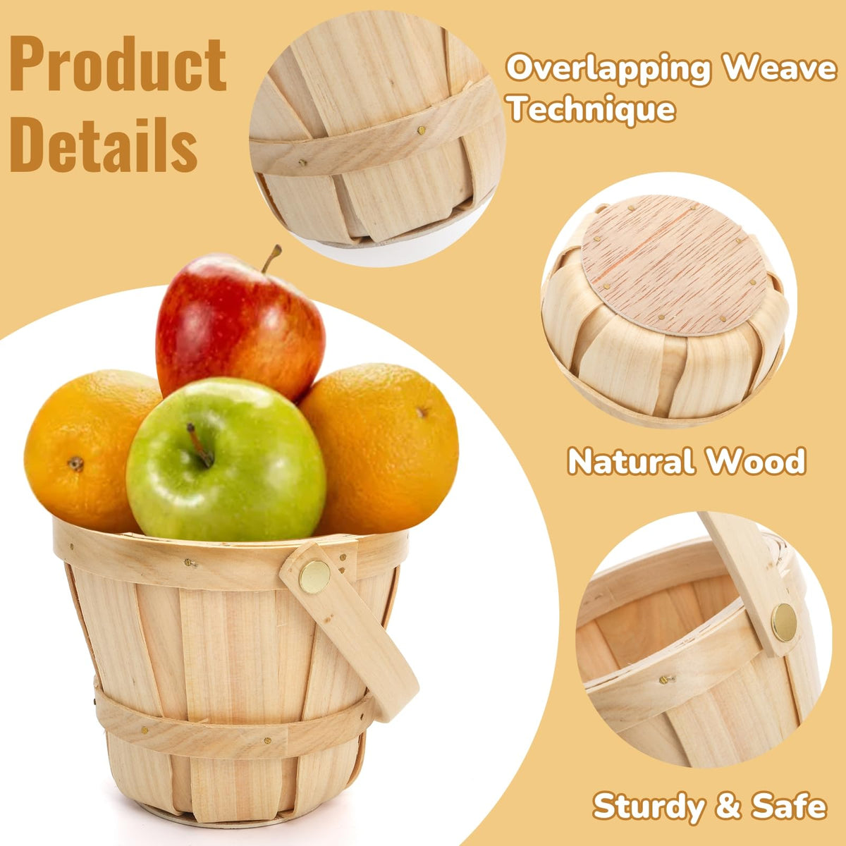 ELFULLY mini basket stands 4 inches tall for small fruits or treats.