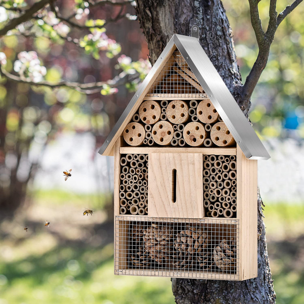 Elipark insect hotel natural materials attract bees and butterflies in your garden