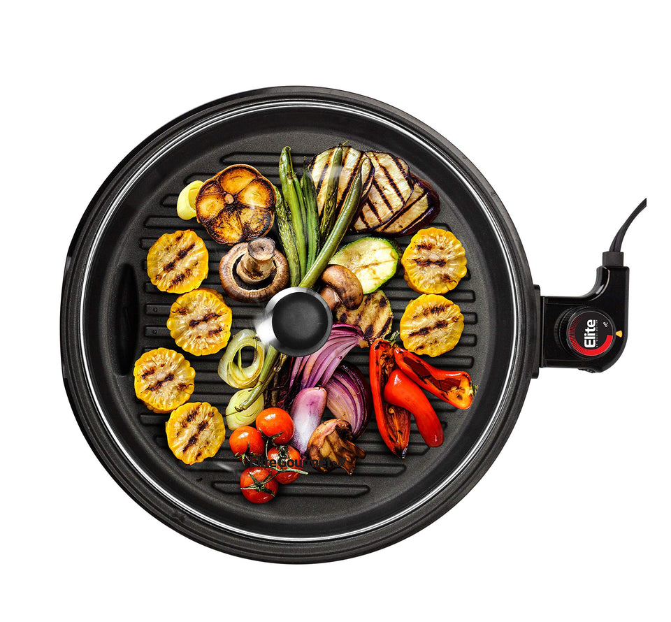 Elite Gourmet EMG6505G 12-inch grill surface for family meals and quick searing
