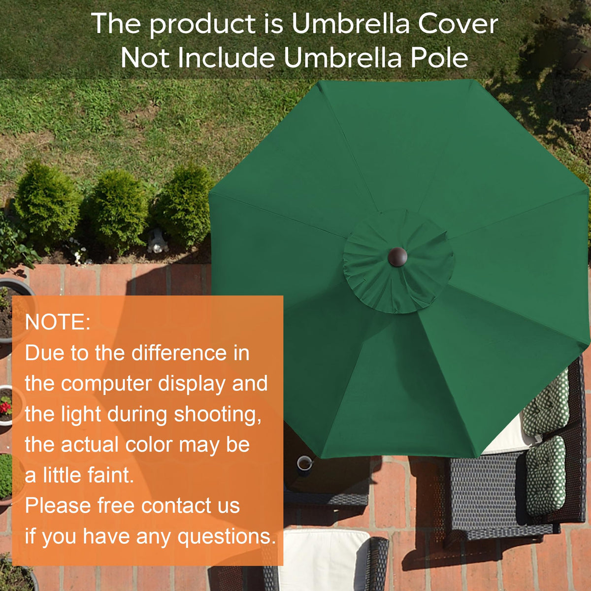 EliteShade 8-ribs canopy detail demonstrates market umbrella compatibility.