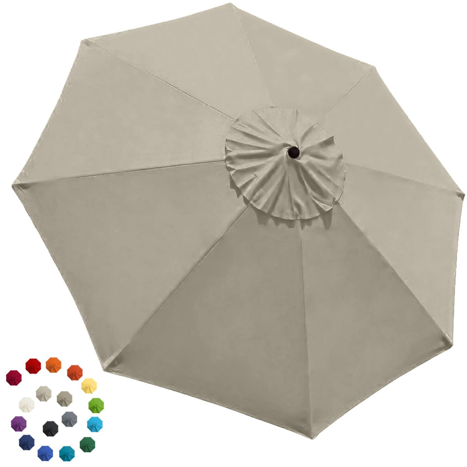 EliteShade 9ft replacement canopy for a beige patio umbrella.