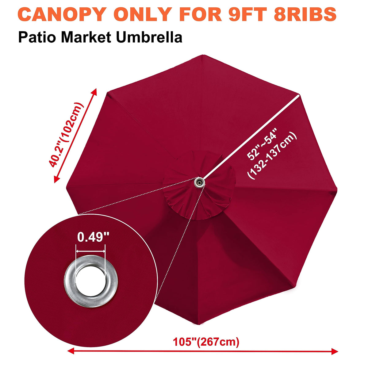 EliteShade burgundy replacement canopy with air vent promotes airflow outdoors.