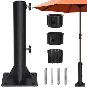 EliteShade umbrella stand base close-up highlighting durable iron construction for outdoor use.