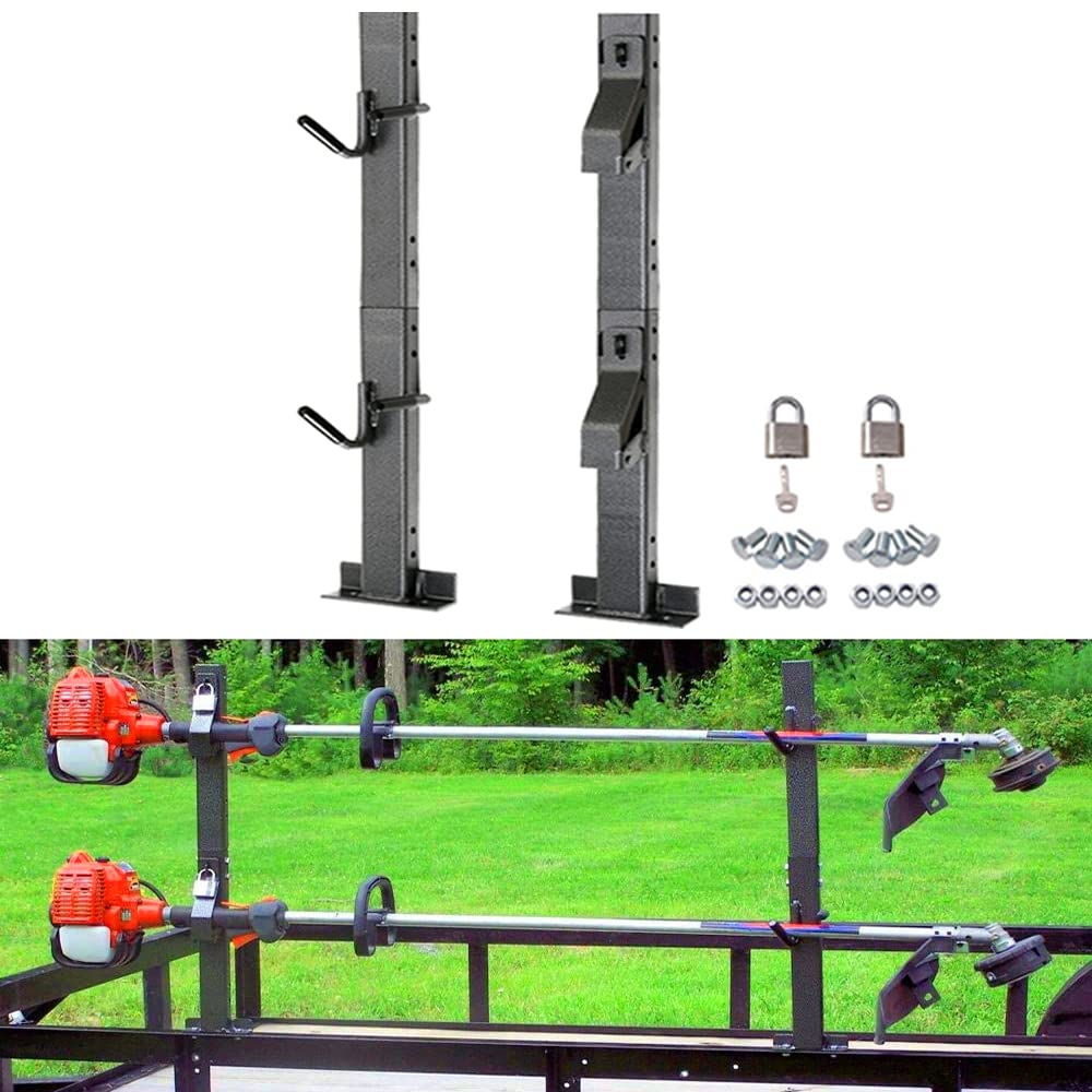 ELITEWILL 2-Place Trimmer Rack side view shows secure two-tool storage.