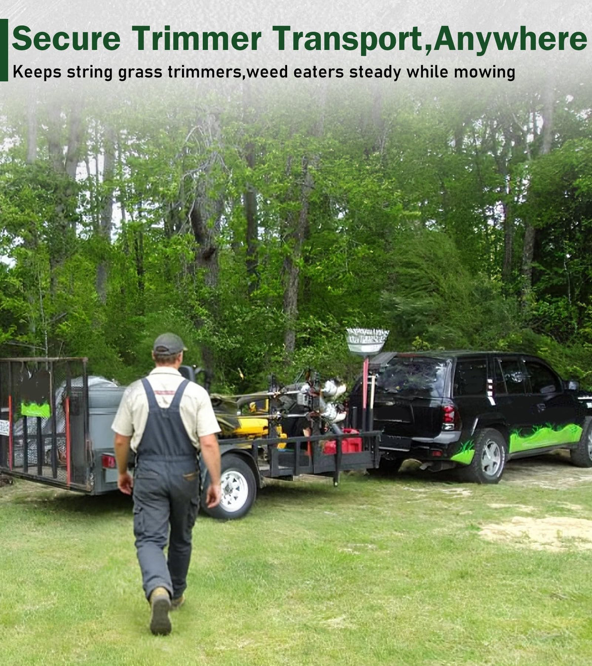ELITEWILL trimmer rack for landscape trucks secures gear during transit.