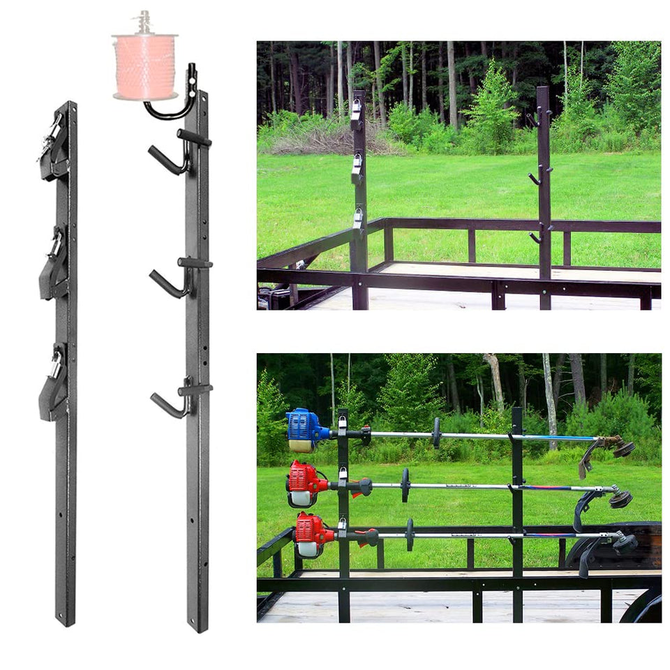 ELITEWILL weed eater rack for trailer securely holds three trimmers during transport.