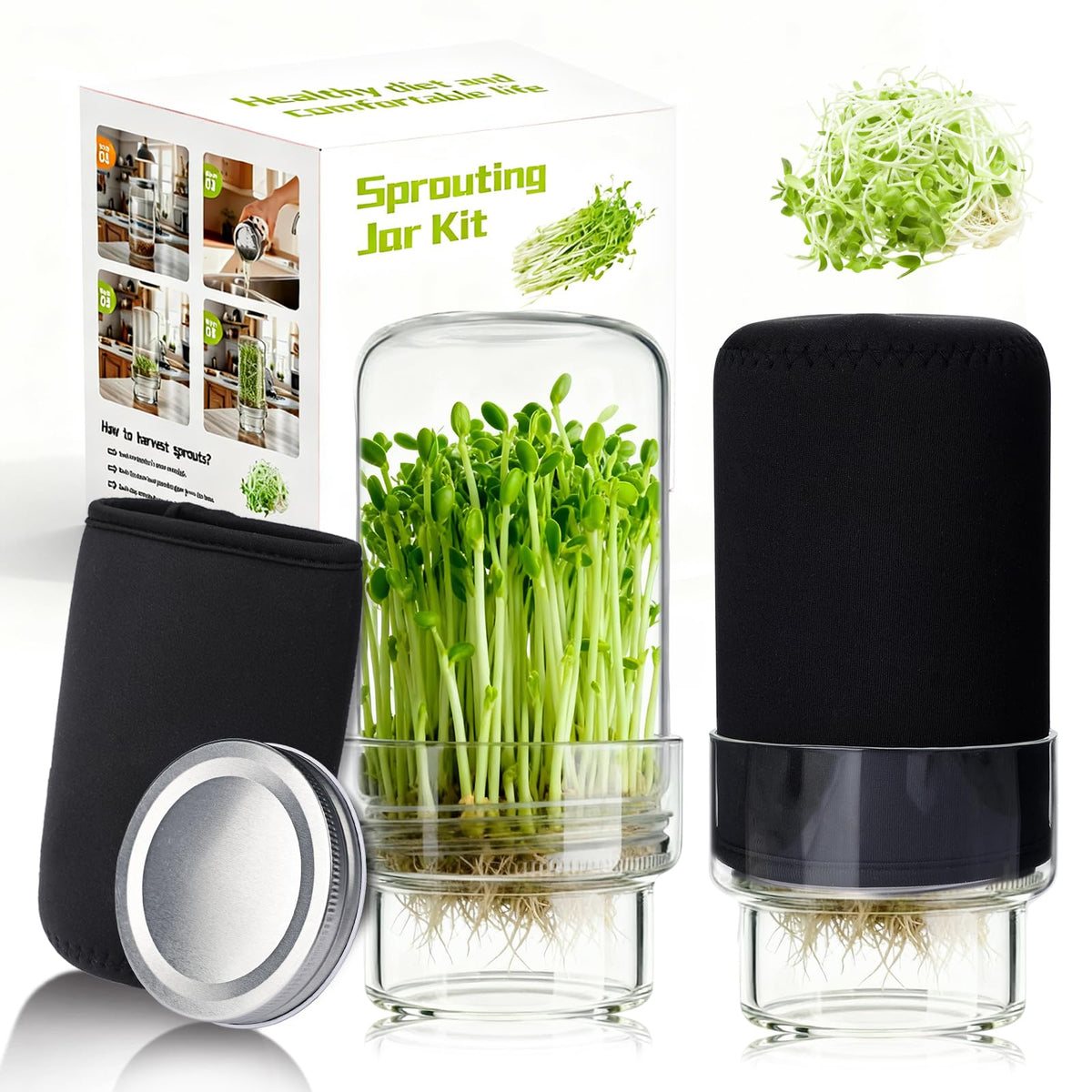 Elitrivox Updated Sprouting Kit with wide-mouth jars for easy year-round sprouts.