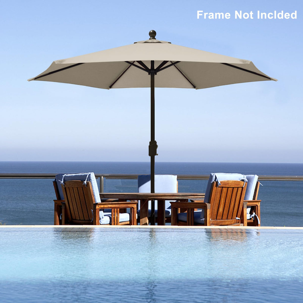 EliteShade beige canopy for 6-rib market umbrella, UV protection and durable fabric