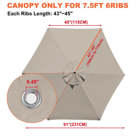 EliteShade beige canopy cover for 7.5ft umbrella, airflow vent improves comfort