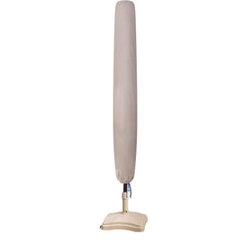 EliteShade 9ft beige umbrella cover on a market umbrella, ready for protection