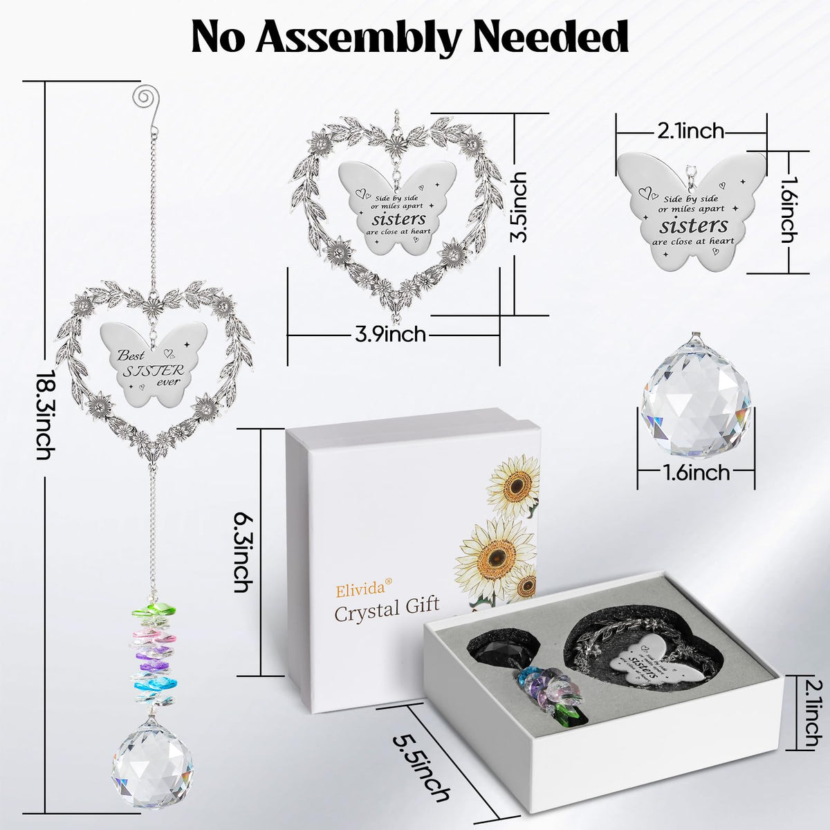 Elivida suncatcher ready to gift with card and box