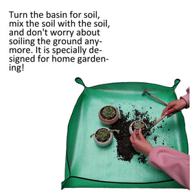 ELLAZYY plant mat folded for tidy storage in a closet or cabinet