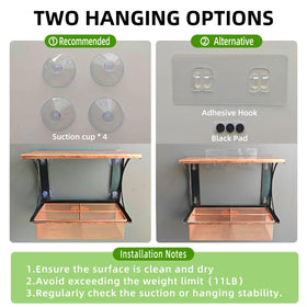 Ellfoe installation offers hooks and suction cups for flexible placement.